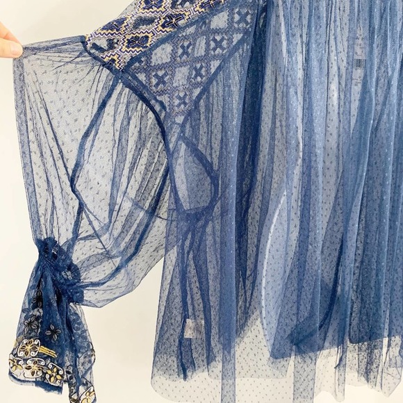 NWT Free People Joyride Navy Top with Embr… - Picture 5 of 12